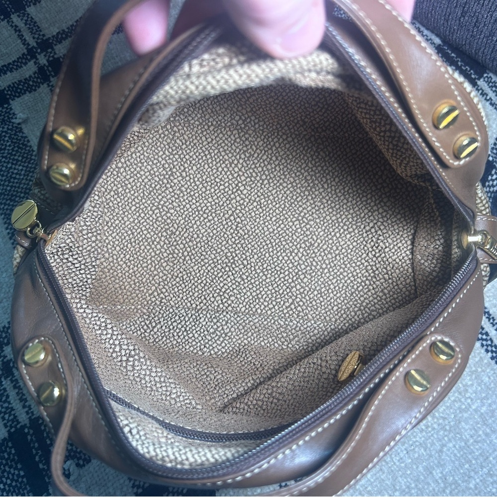 Italian Borbonese Redwall Brown Suede Top Handle Mini Satchel Bag - Excellent - Picture 10 of 15
